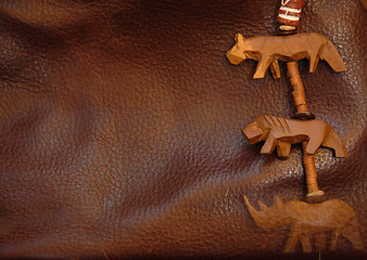 Image showing Leather background with African ornaments