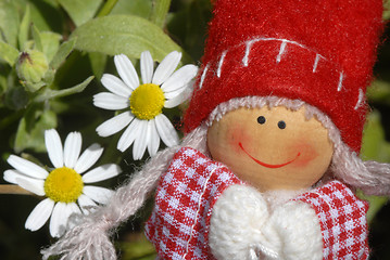 Image showing happy little girl gnome