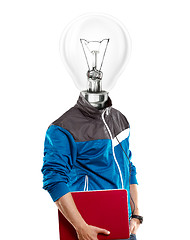 Image showing Lamp Head Man With Laptop