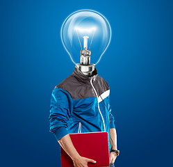 Image showing Lamp Head Man With Laptop