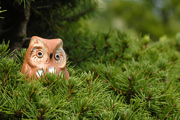 Image showing toy owl in a tree