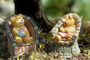 Image showing baby boy and girl teddy bears