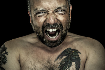 Image showing angry man with beard