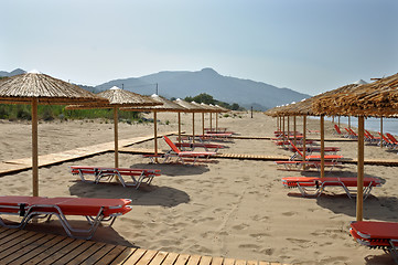 Image showing beach lounge chairs