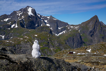 Image showing Snowman in summer in arctic