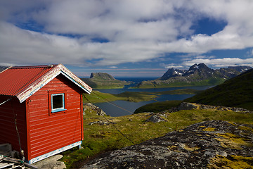 Image showing Red hut on Lofoten islands