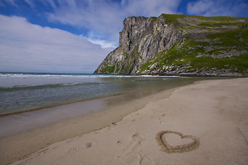 Image showing Heart in the sand