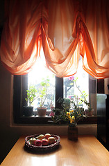 Image showing A table with apples in an old farmhouse