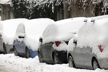 Image showing Cars under snow