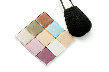 Image showing Pallete for Make up and Brush