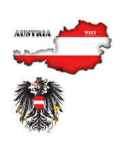 Image showing The map and the arms of Austria