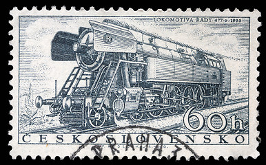 Image showing tamp printed in Czechoslovakia showing the 'Rady 477.0' Locomotive