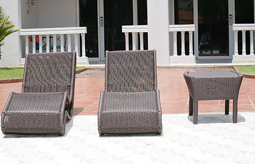 Image showing Lounge chairs in the garden