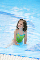 Image showing happy girl in the swimming in swimming suit 
