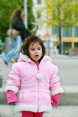 Image showing portrait young girl walking in winter park