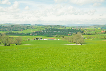 Image showing Swiss beauty, meadows under Jungfrau 