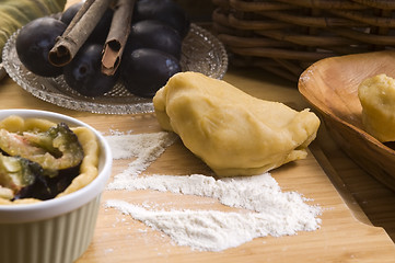 Image showing Plum tart ingredients