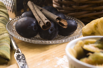 Image showing Plum tart ingredients