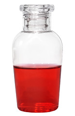 Image showing Small vial with red liquid on white background