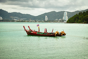Image showing Thai longtail boats near Patong. Thailand
