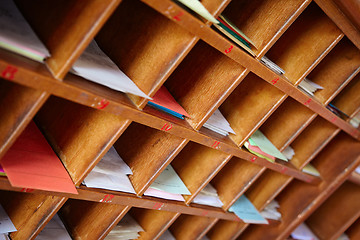 Image showing Wooden shelf for a Buddhist divination