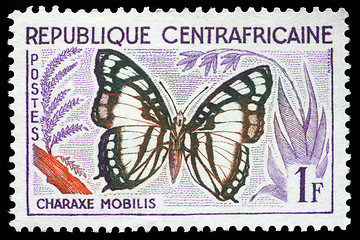 Image showing Stamp printed in Central African Republic shows a butterfly