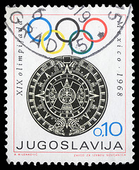 Image showing Stamp printed in Yugoslavia shows Olympic games in Mexico