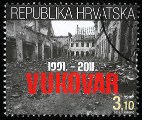 Image showing Stamp printed in the Croatia depicted twentieth anniversary of the destruction of Vukovar