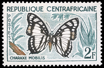 Image showing Stamp printed in Central African Republic shows a butterfly