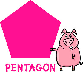 Image showing pentagon shape with cartoon pig