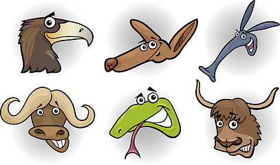 Image showing Cartoon wild animals heads set