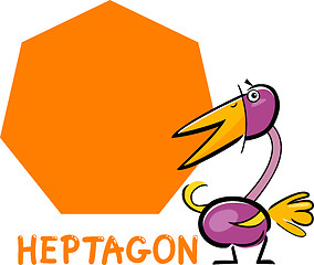 Image showing heptagon shape with cartoon bird