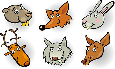 Image showing Cartoon forest animals heads set