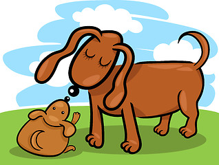 Image showing puppy and his dog mom cartoon