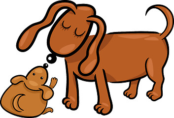 Image showing cartoon puppy and his dog mom