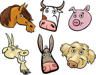 Image showing Cartoon farm animals heads set