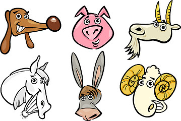 Image showing Cartoon farm animals heads set