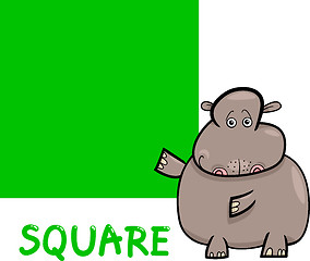 Image showing square shape with cartoon hippo