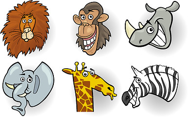 Image showing Cartoon wild animals heads set