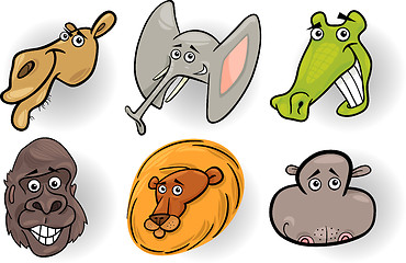 Image showing Cartoon wild animals heads set