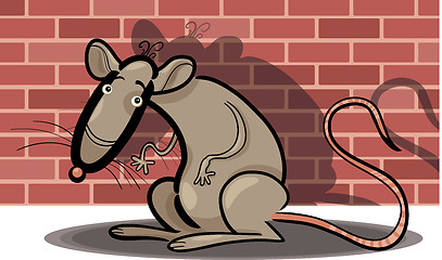 Image showing cartoon rat against brick wall