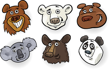 Image showing Cartoon bears heads set