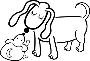 Image showing puppy and dog mom for coloring