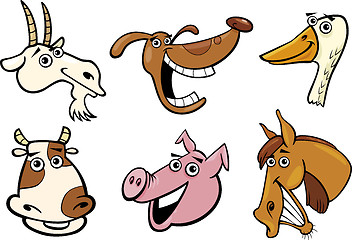 Image showing Cartoon farm animals heads set