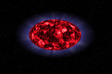 Image showing Red space ellipse with blue shining