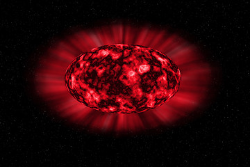 Image showing Red space ellipse with red shining