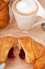 Image showing fresh croissant french brioche and coffee