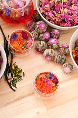 Image showing Herbal natural floral tea infusion with dry flowers