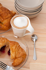 Image showing fresh croissant french brioche and coffee