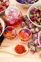 Image showing Herbal natural floral tea infusion with dry flowers